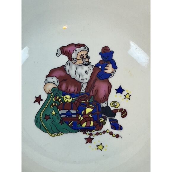 Vtg GEI Design Christmas Holiday Santa Serving Bowl 9.25" Vegetable Side - Picture 2 of 5